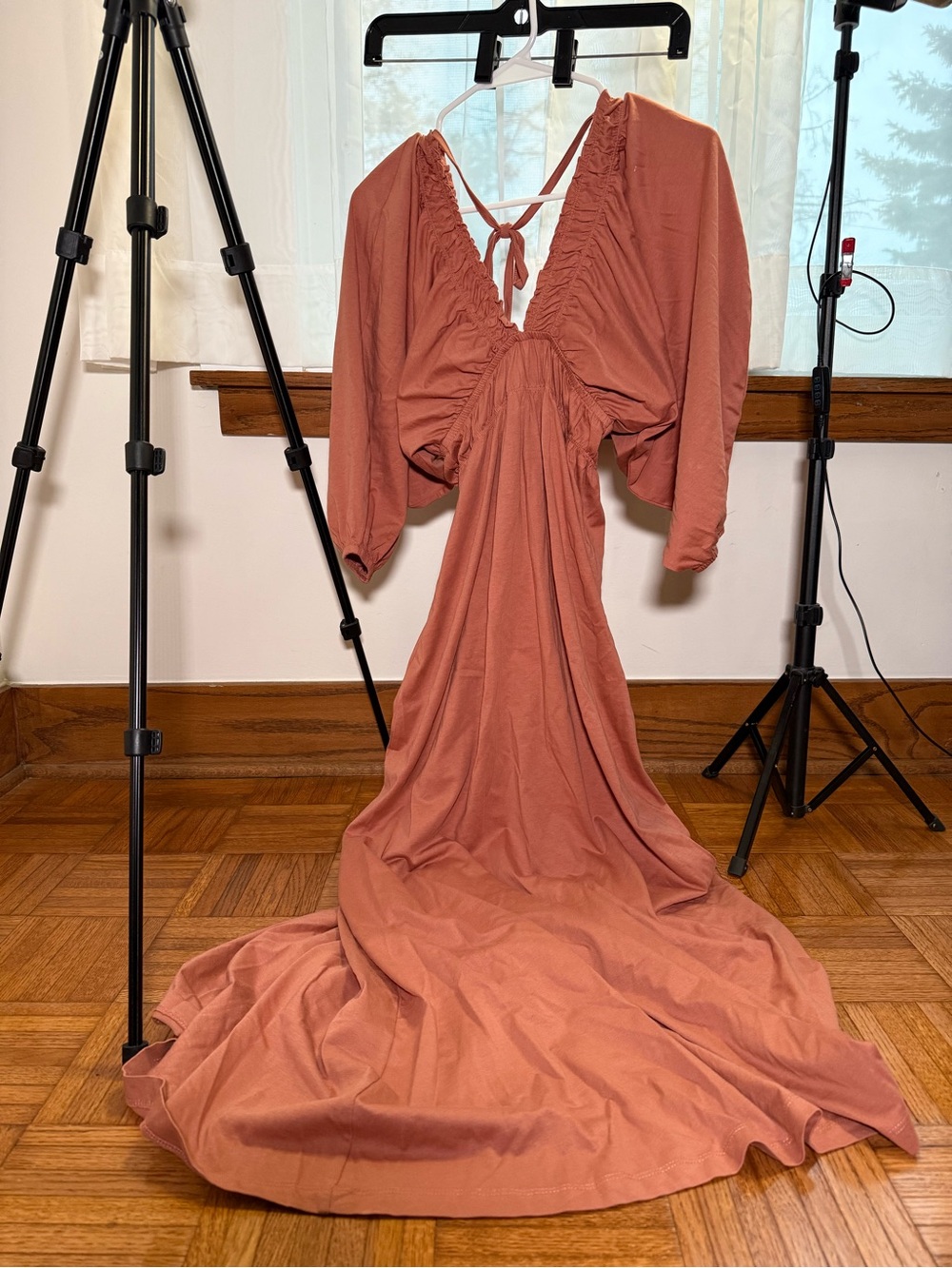 Rust ASOS plunge maxi dress